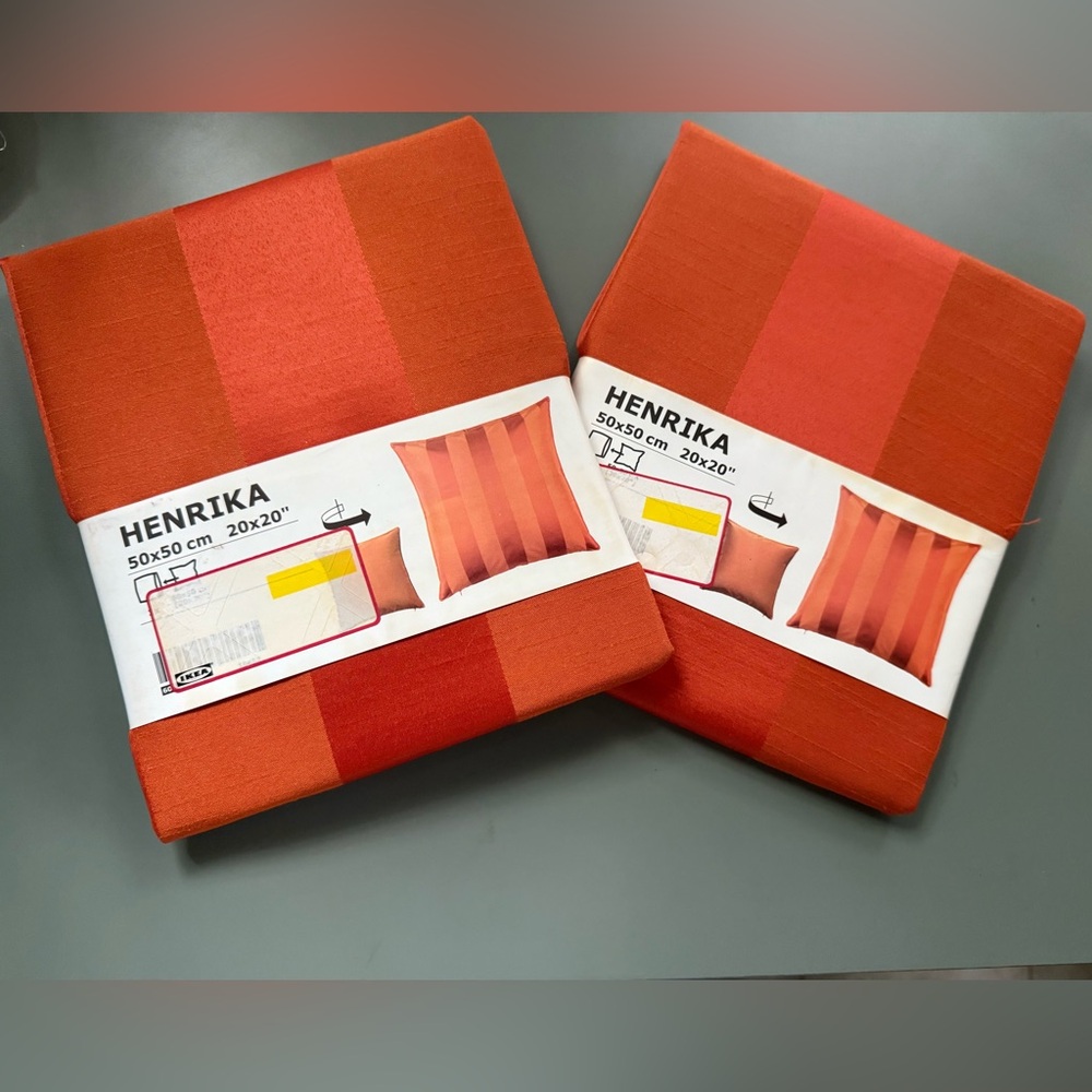 2 IKEA Henrika Orange Accent Pillow Covers